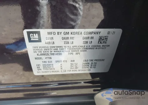 2021 Buick Encore Gx Awd Essence z USA, uszkodzony, nr VIN KL4MMGSL7MB149385